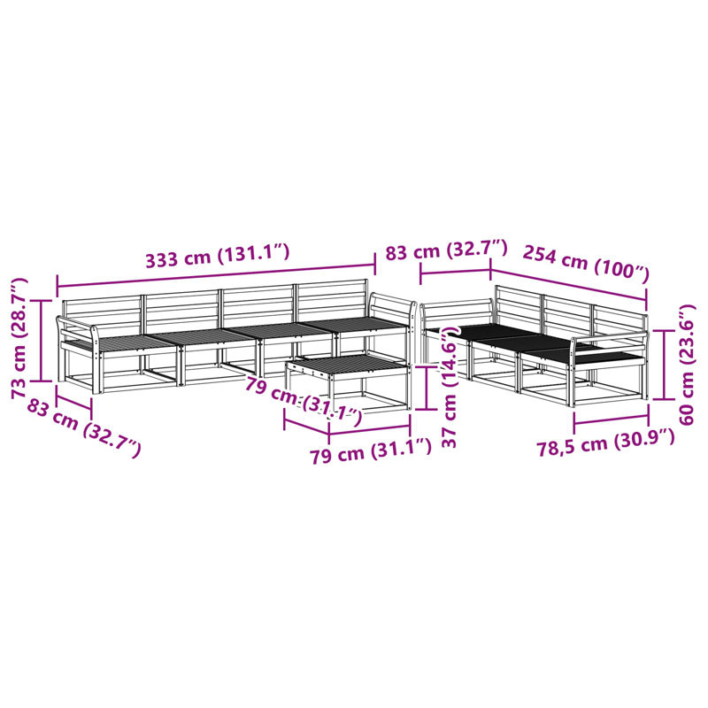  Outdoor Sofa Set 8 pcs