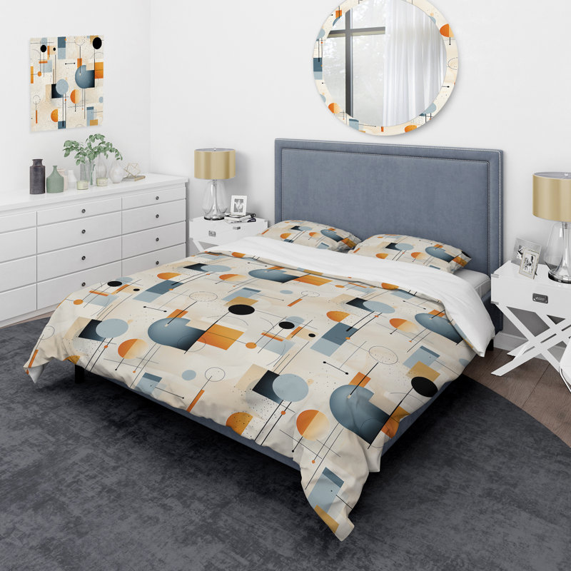 Ensemble de housse de couette multicolore en microfibre géométrique multicolore Gridlock I