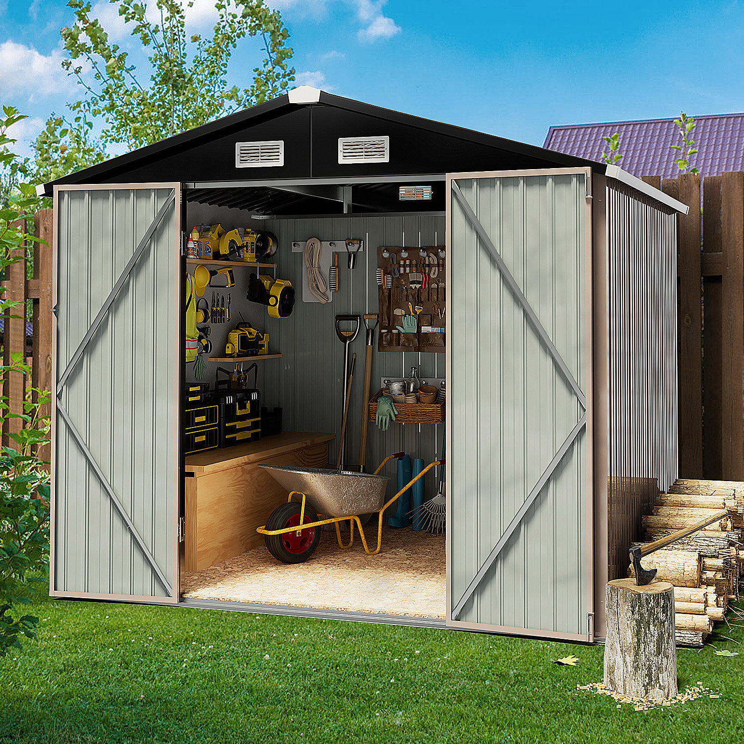 JolyDale 8 ft. W x 6 ft. D Galvanized Steel Lean-To Storage Shed | Wayfair