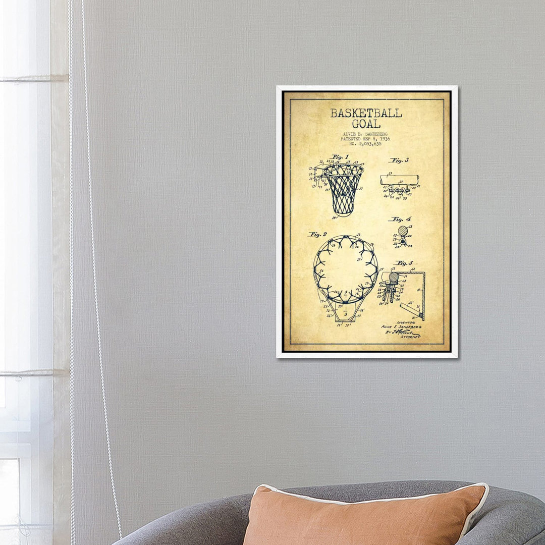 Basketballtor Vintage Patent Blueprint von Aged Pixel - Gallery-Wrapped Canvas Giclée on Canvas