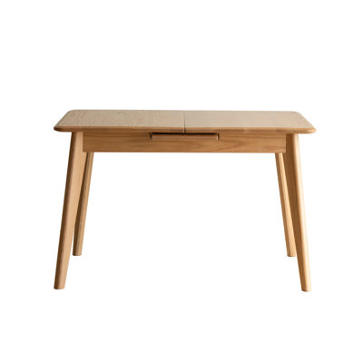 Natural Solid Oak Round Corner Diagonal Leg Telescopic Table Extending Dining Table Fitted With Metal Slide, for 6-8 people to meet   Dining table wood (light color)