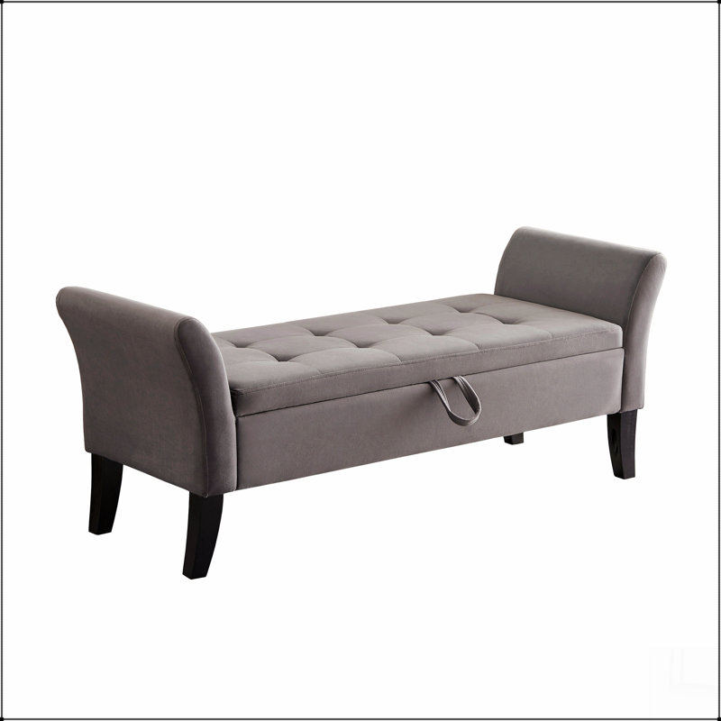 Bed Bench with Storage Velvet, Gray