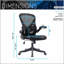 Chaise de bureau ergonomique en maille avec accoudoirs relevables pour un confort optimal et un gain d'espace, noire