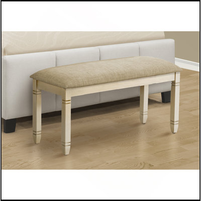 Bench, 41" Rectangular, Kitchen, Dining Room, Entryway, Bedroom, Upholstered, Wood, Solid Wood, Linen-Look Fabric, Transitional
