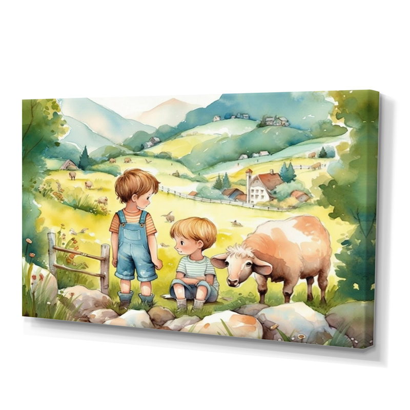 " Children On A Farm IV ", 24" H x 32" W x 1" D, Wrapped Canvas
