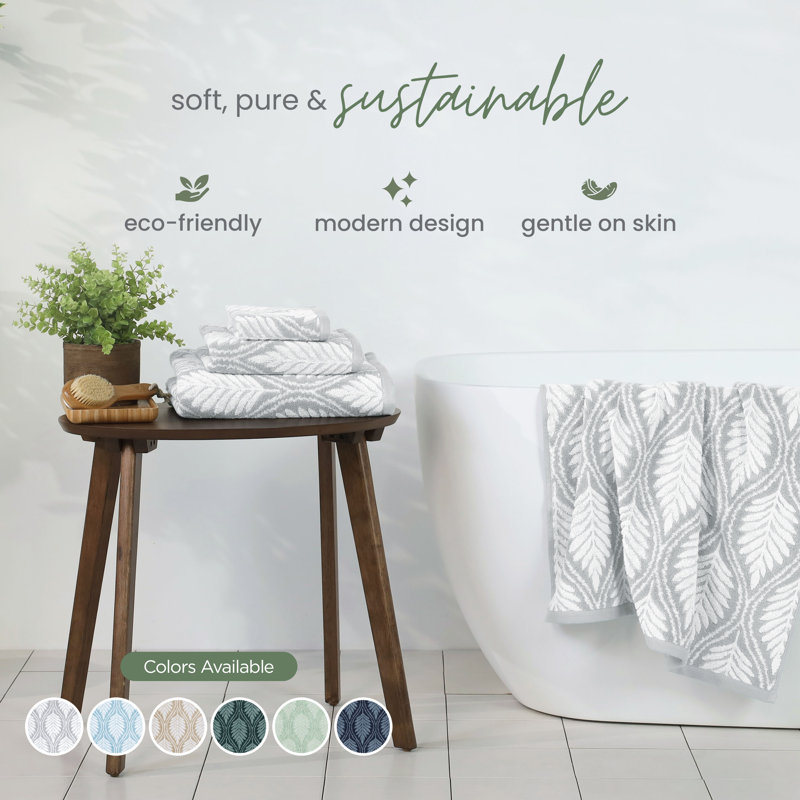 Martex Restore Fern Ogee Bath Towel, Fern Ogee Grey