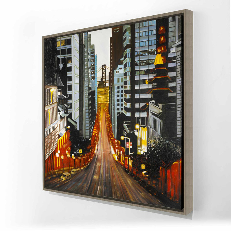 San Francisco par nuit - décor de toile encadrée bleue