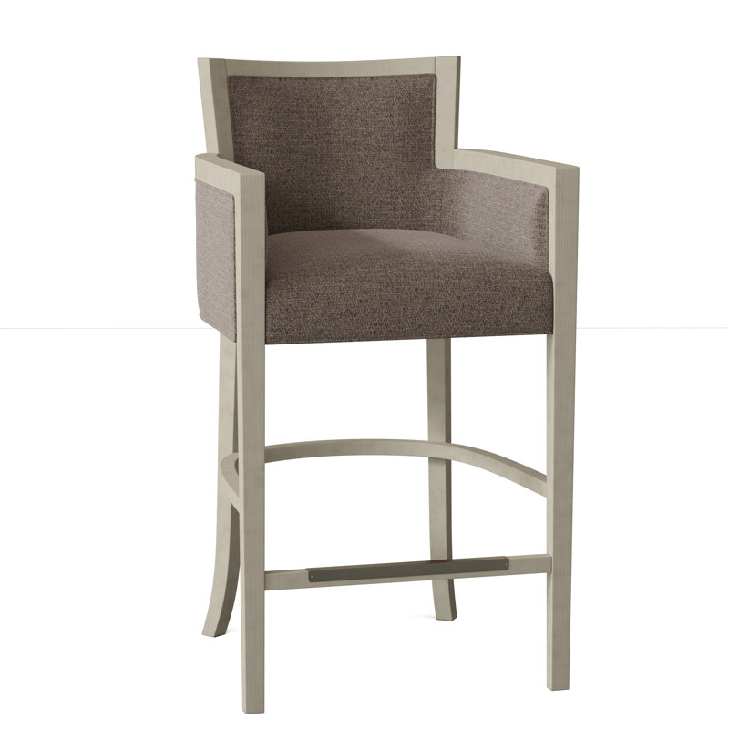 Albany Upholstered Stool with Solid Wood Frame, 9953 Willow 100% Polyester, Almond Buff, Bar Stool (30" Seat Height)