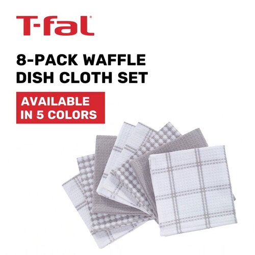 T-Fal Coordinating Flat Waffle Weave Dish Cloth, Set of 12 - Sand