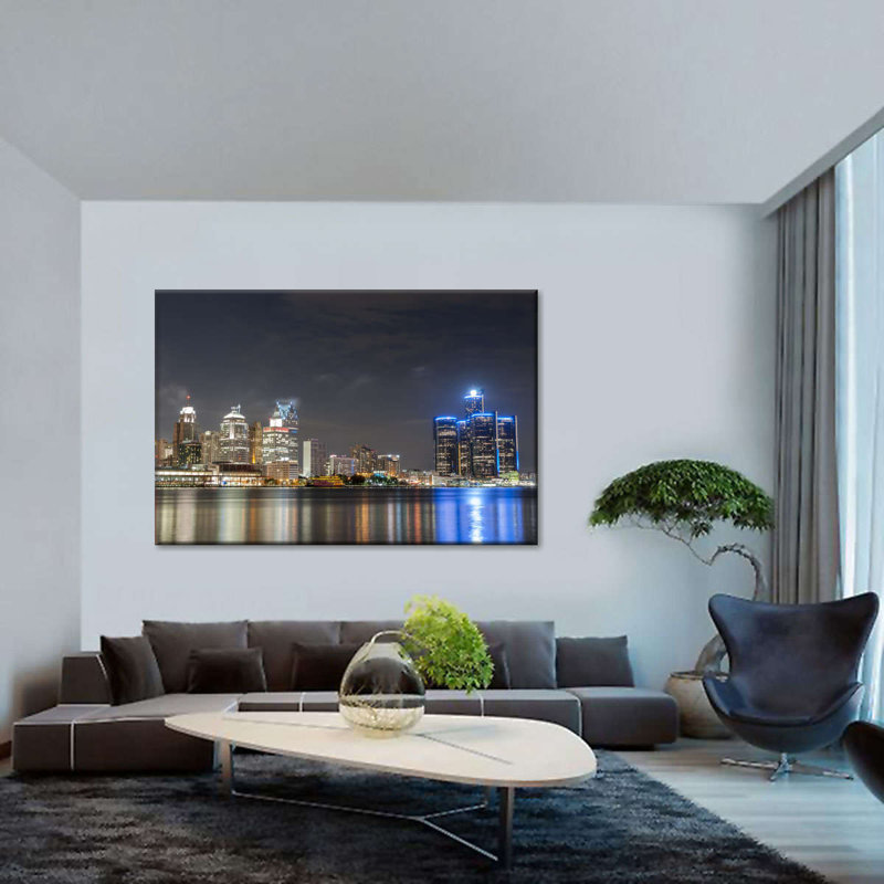 Detroit sur toile, H 16 po x l 24 po x P 1,25 po
