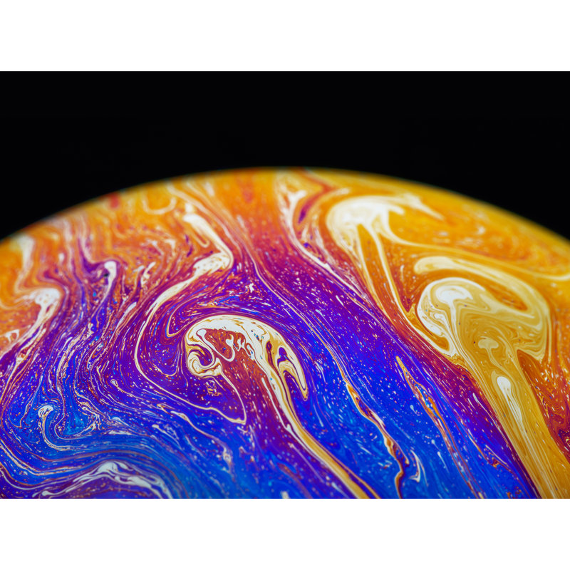 " Soap Bubble Close Up " by Philippe Monthoux, 25" H x 33" W, Black Framed Canvas