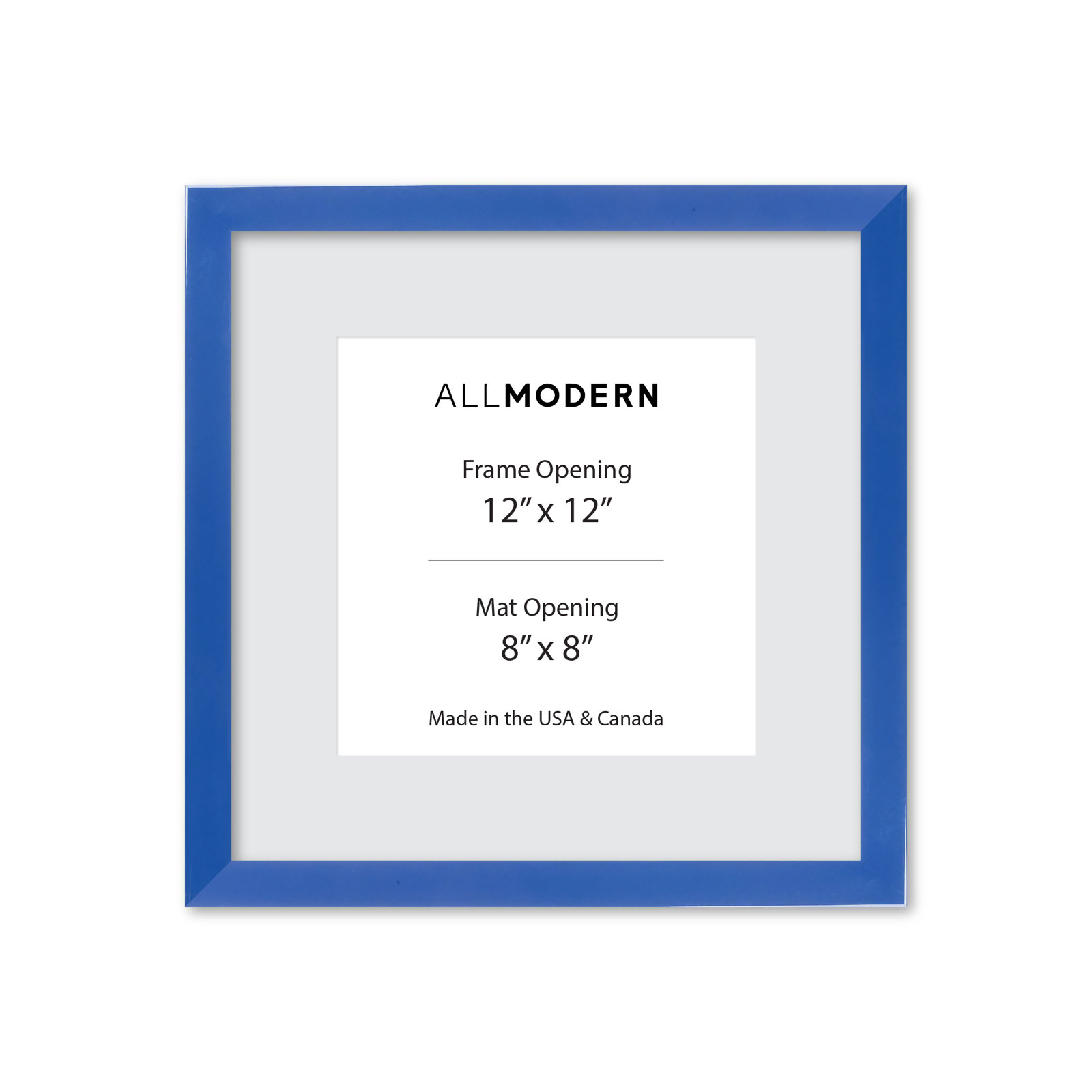 Benny Solid Wood Picture Frame, Seaport Blue, Included Mat, 13.75" x 13.75"