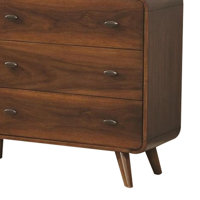 Black Mid-Century 6-Drawer Dresser with Felt-Lined Drawers