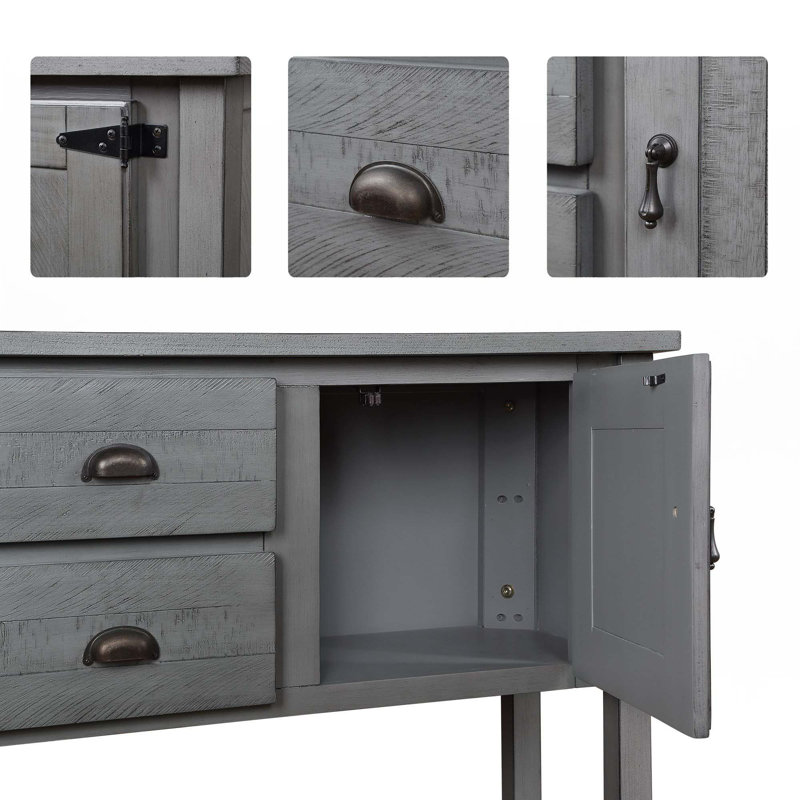 48'' Solid Wood Sideboard Console Table, Antique Gray