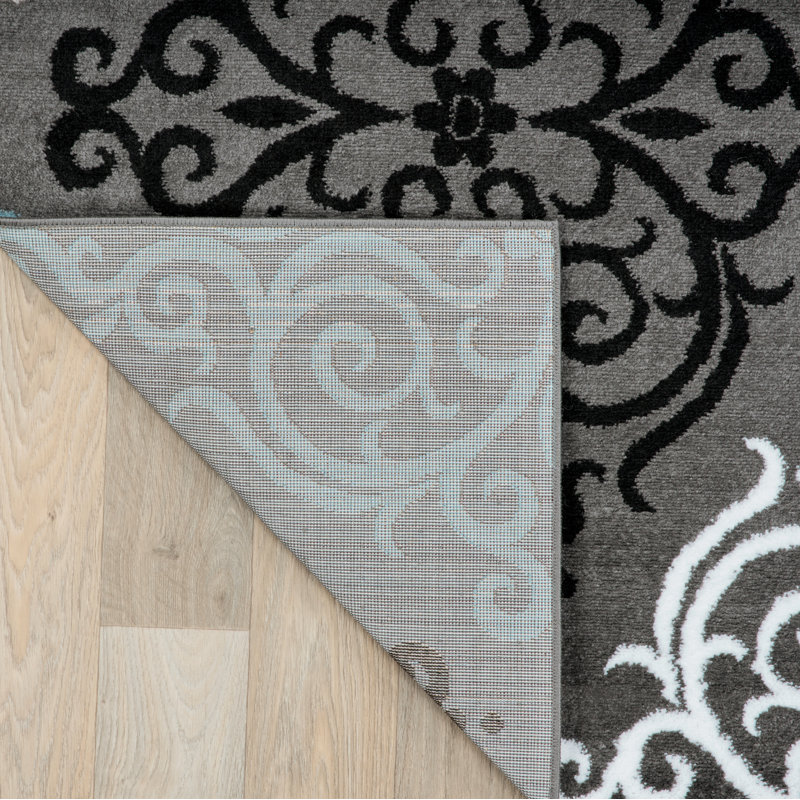 Tapis abstrait gris Othoson, Tapis de couloir 2 pi x 7 pi 2 po