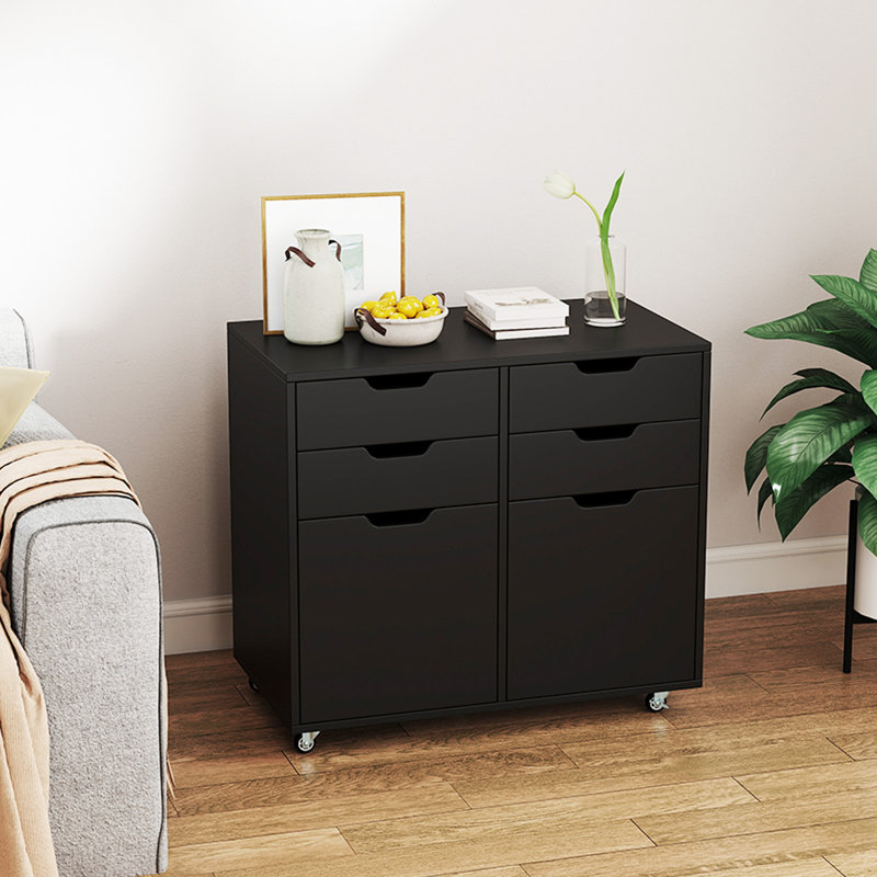 73cm Wide 4 -Drawer Mobile File Cabinet, Black