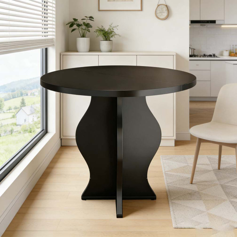 31.5 Inch Small Round Dining Table, Black