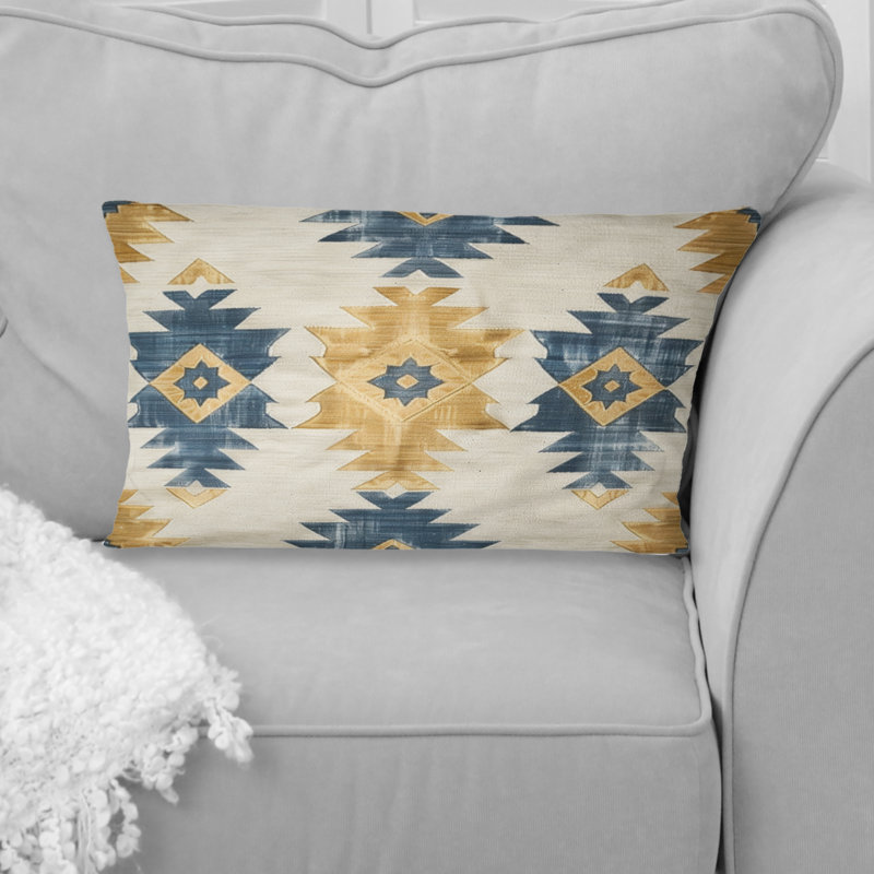 Coussin lombaire rétro jaune géométrique Navajo II