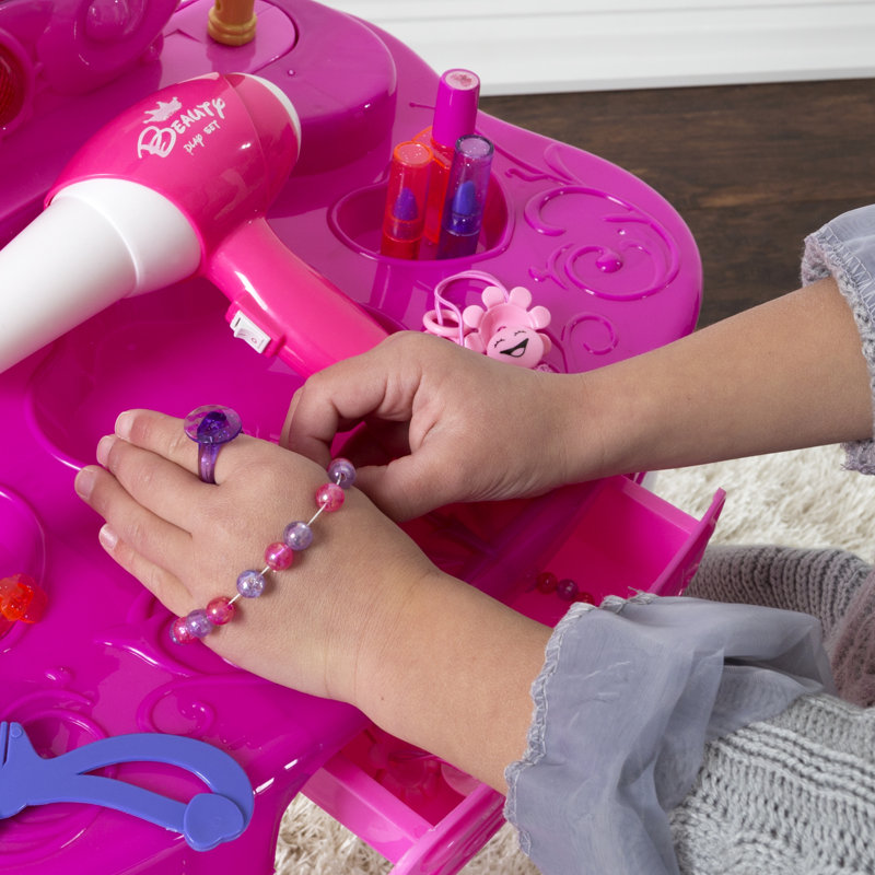 Ensemble de coiffeuse Hey Play Pretend Play, rose