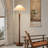White + Gold + Nut-brown Fabric + Solid Wood + Copper Free form Floor Lamps