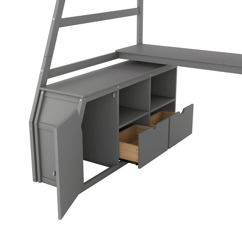 Lit mezzanine avec tiroirs et bureau