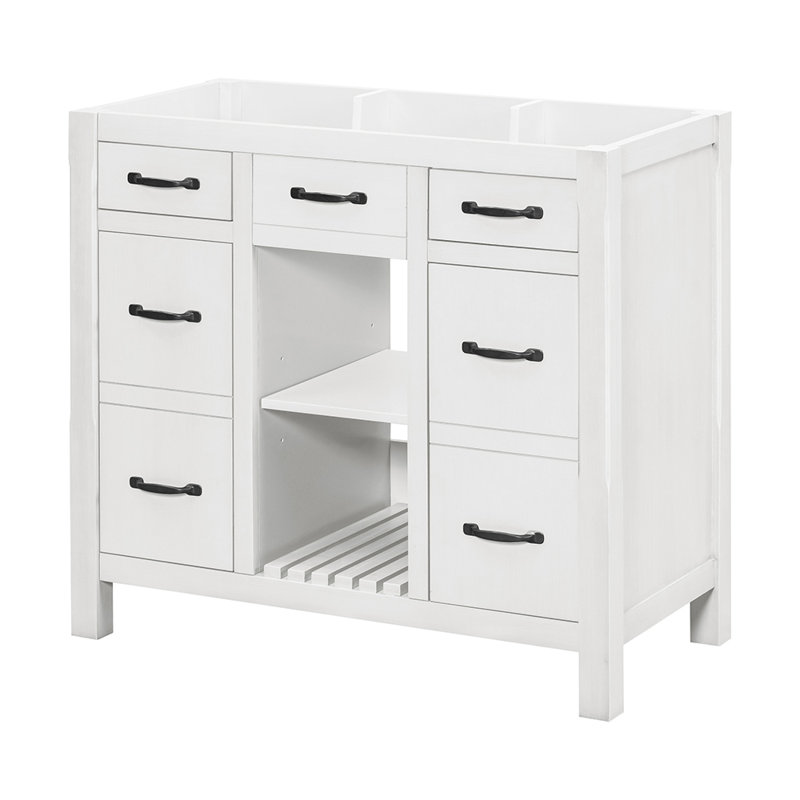 Armoire de rangement de salle de bain moderne avec 2 tiroirs et 2 armoires NON INCLUSES, Blanc