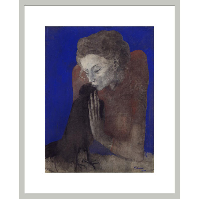 «Woman with a Crow» par Pablo Picasso, impression giclée sur cadre, H 21,75 po x l 17,66 po