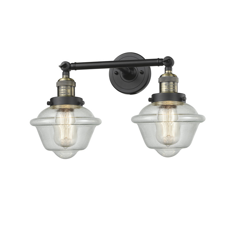 Gebhart 2 - Light Dimmable Vanity Light, 6 Watt Vinage LED Bulb, Seedy, Black Antique Brass
