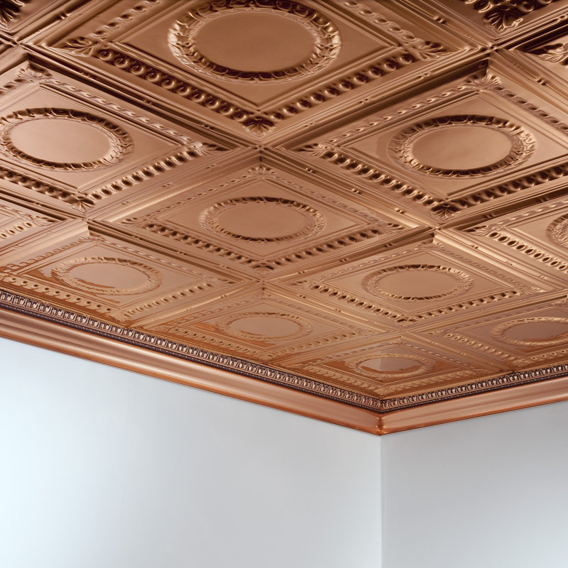 Panneau de plafond décoratif en vinyle 2 pi x 4 pi FASÄDE Rosette, Cuivre poli