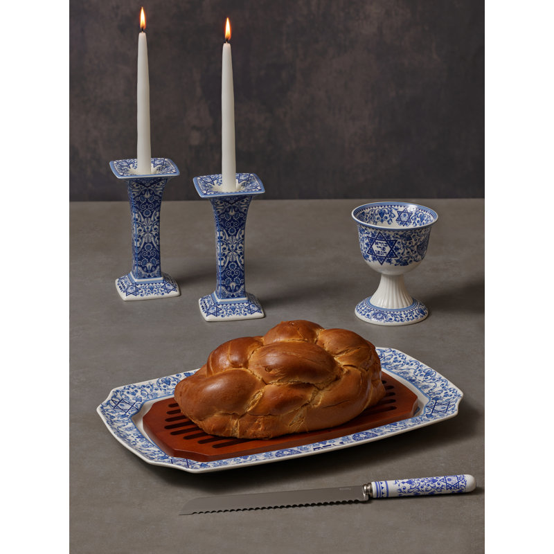 Spode Judaica Sabbath Candlesticks 7.5"