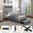 Wingback Upholstered Bed Frame with Galaxy Star Projector Speaker USB, Drawers and Storage Headboard-689939972-689939975