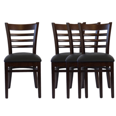 Chaises de salle à manger à dossier échelle en bois à 4 compartiments avec siège rembourré en similicuir