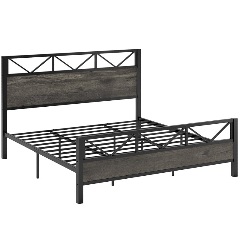 Wykeisha Platform Bed, King, Charcoal Gray