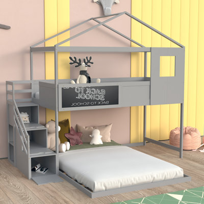  Lit superposé simple au dessus d'un lit double Kinton Kids