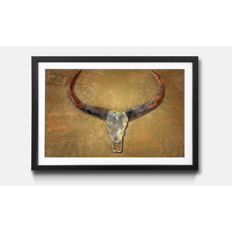 Bull Skull - Single Picture Frame Print, 40cm H x 60cm W