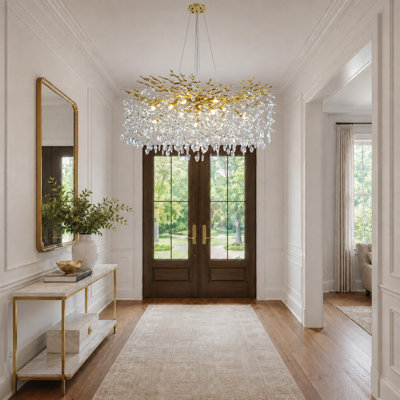 Luminaire suspendu rond en cristal 14 lumières à DEL 14 "Abe
