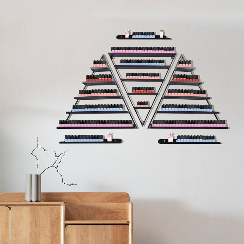 18 Piece Triangle Metal Bracket Shelf, Black