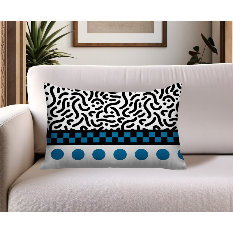 Oreiller rectangulaire réversible intérieur / extérieur Kixie, Rectangulaire H 18 po x l 25 po, Turquoise