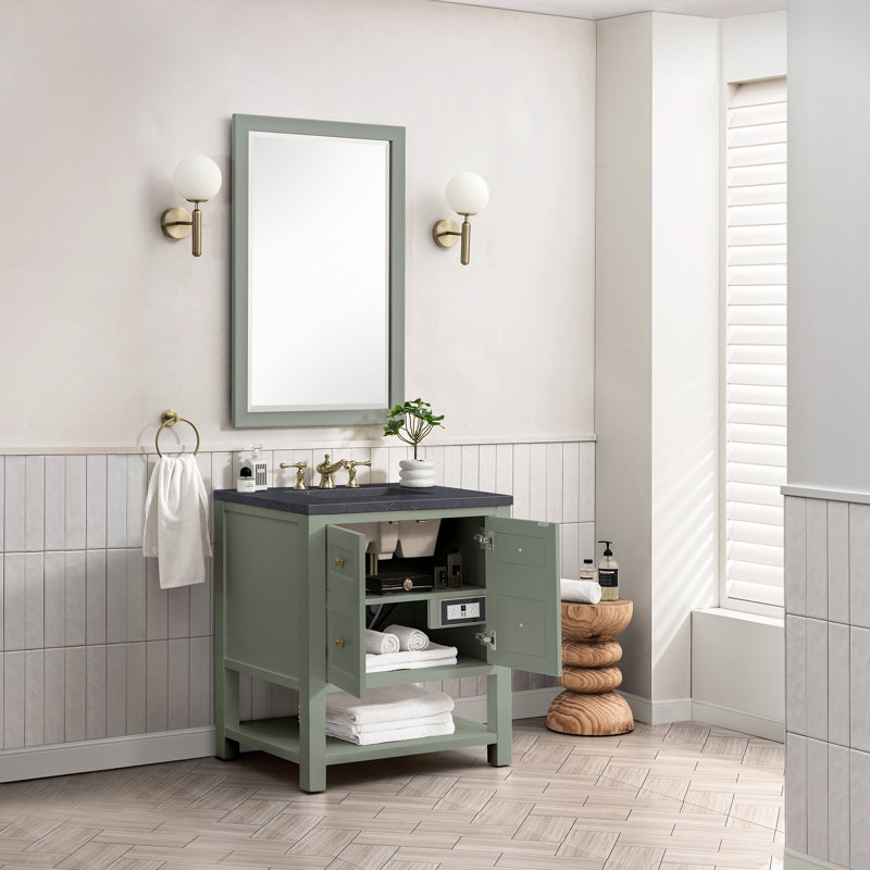 Breckenridge 30'' W Single Vanity, Charcoal Soapstone, Smokey Celadon, 8" Widespread