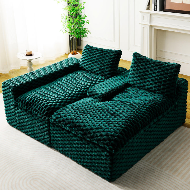 Velours tortue avec siège simple et méridienne gauche, modulaire, interchangeable en forme de L droit pour divers espaces