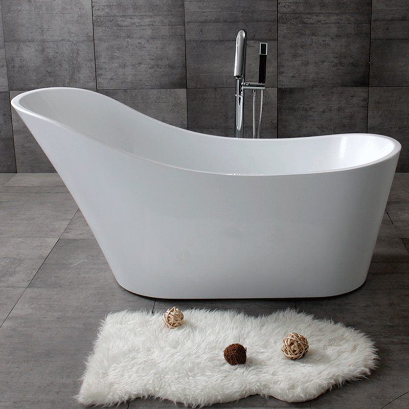 Spa 55" x 28" Freestanding Soaking Bathtub with Overflow and Drain
