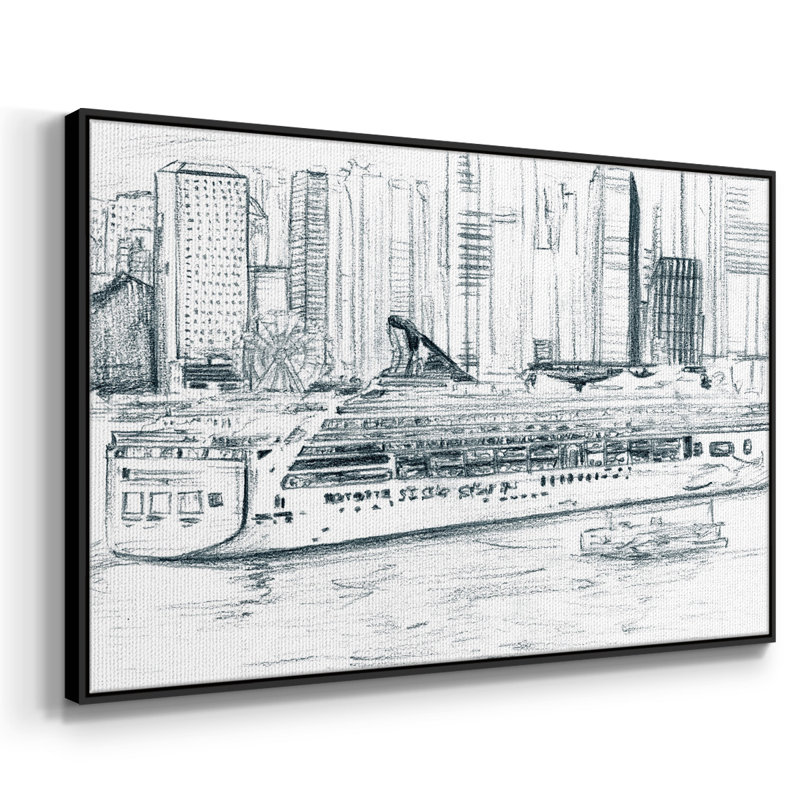 Ferrybatres II, reproduction d'art sur toile, H 27 po x l 41 po x P 2 po, Noir