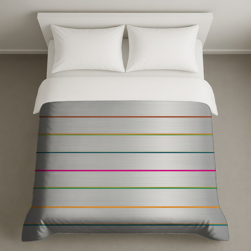 Housses de couette à lignes horizontales métalliques, Lit simple