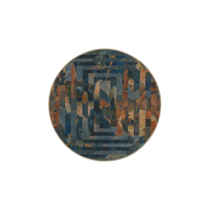 Washable Rectangular Patterned Woven Area Rug, Round 3'11" Rug Pad Included
