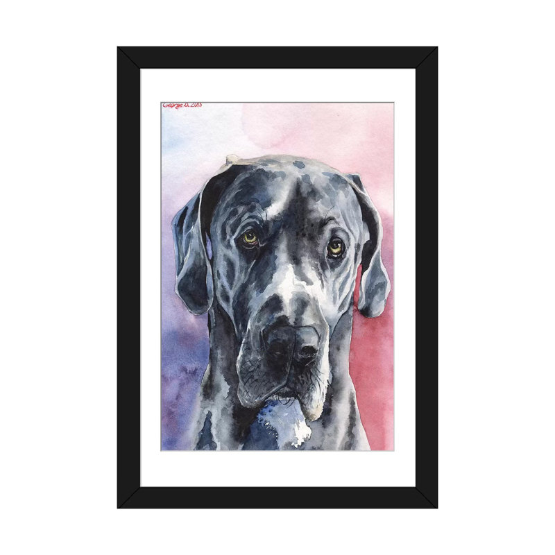 «Great Dane III» par George Dyachenko, impression sur toile tendue, H 32 po x l 24 po x P 1 po, Blanc