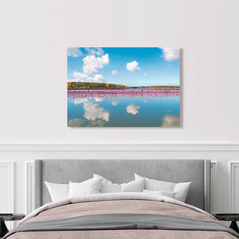 Flamingos Reflection, Camargue, France by Pangea - Wrapped Canvas Print, 50cm H x 70cm W x 4cm D