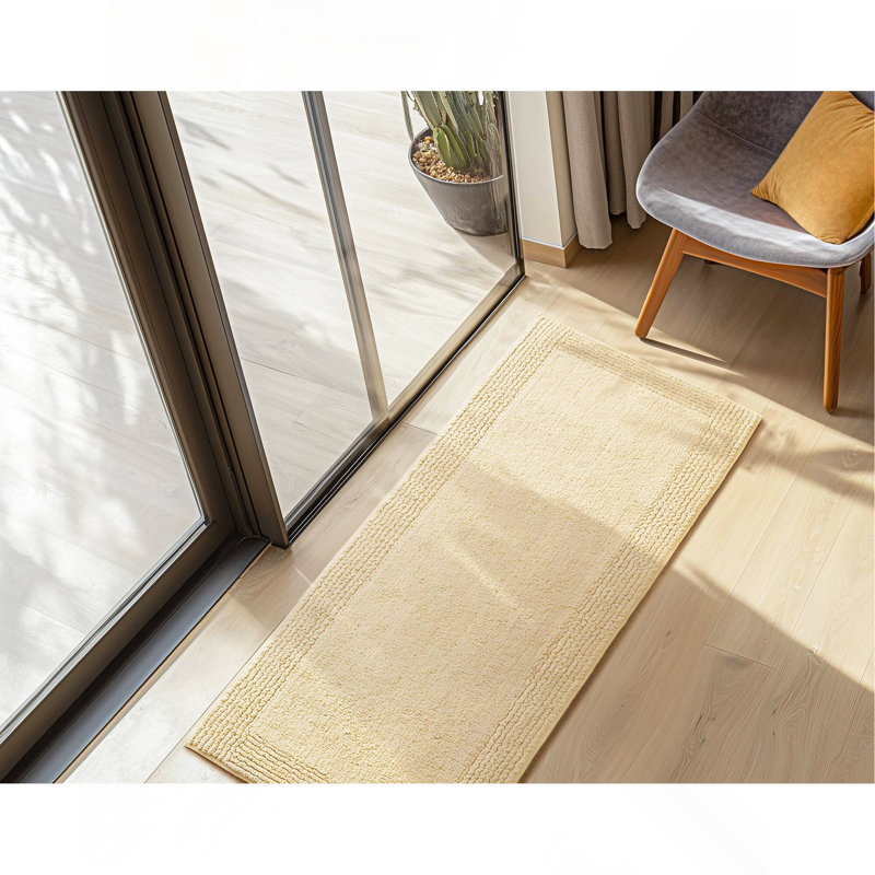 1 tapis de bain réversible 100% coton touffeté 3000 g / m² naturel PCS, Rectangle 1 pi 5 po x 2 pi