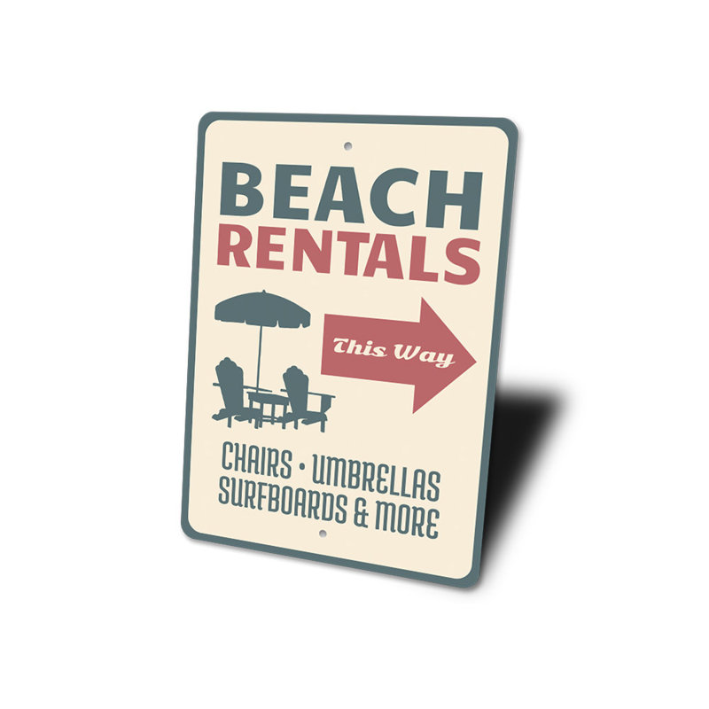 Enseigne de plage en aluminium, H 14 po x l 10 po x P 0,04 po