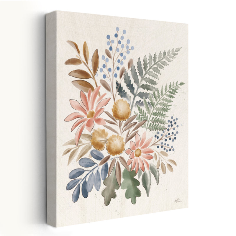 Botanical Blend IV - art floral fougères botaniques beiges, H 36 po x l 24 po