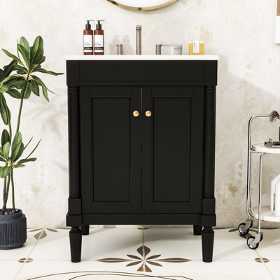 Meuble-lavabo simple 24 po avec plateau en céramique Sunde
